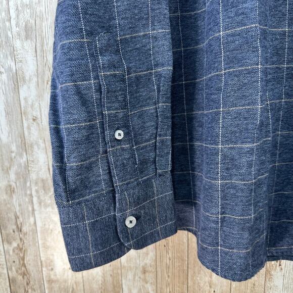 UNTUCKit Mens Button Up Shirt 3XL Gray Blue Windowpane Plaid 100% Cotton Flannel - Picture 4 of 7